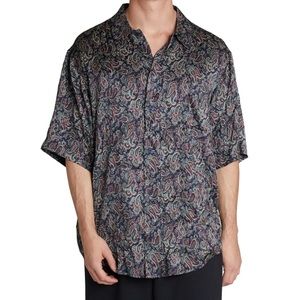 Balenciaga silk paisley oversized button up shirt size 39 XL